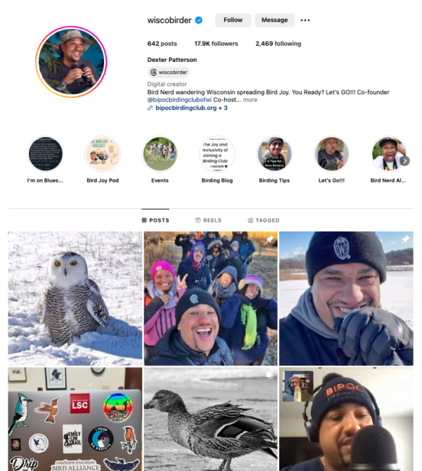 A screenshot of Dexter Patterson's Instagram feed